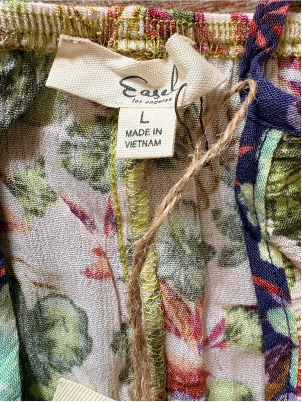 Easel Yellow Floral Print Tiered Patchwork Maxi Sundress Size L (22”-24”PTP) NWT - Picture 7 of 9